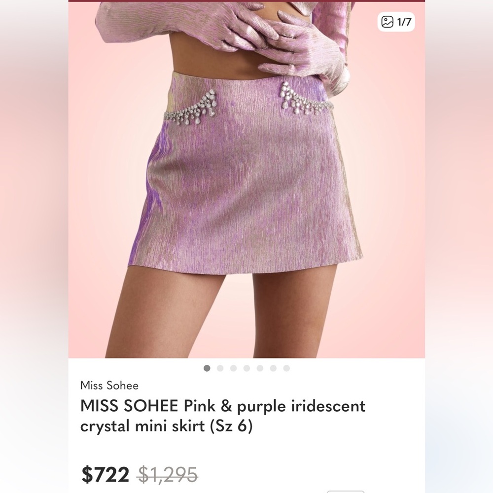 Pink & Purple Iridescent Crystal Mini Skirt